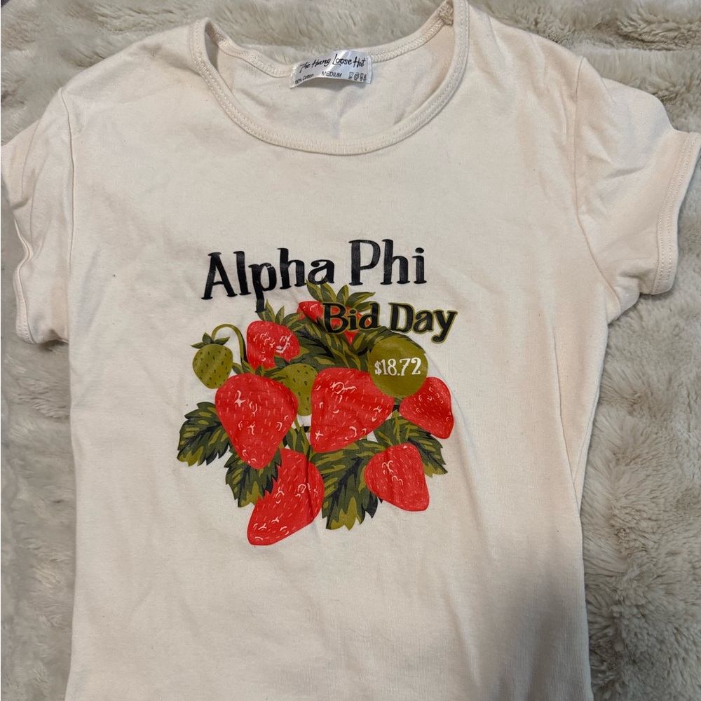 alpha phi bid day strawberry baby tee
